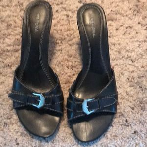 Black slip on sandals